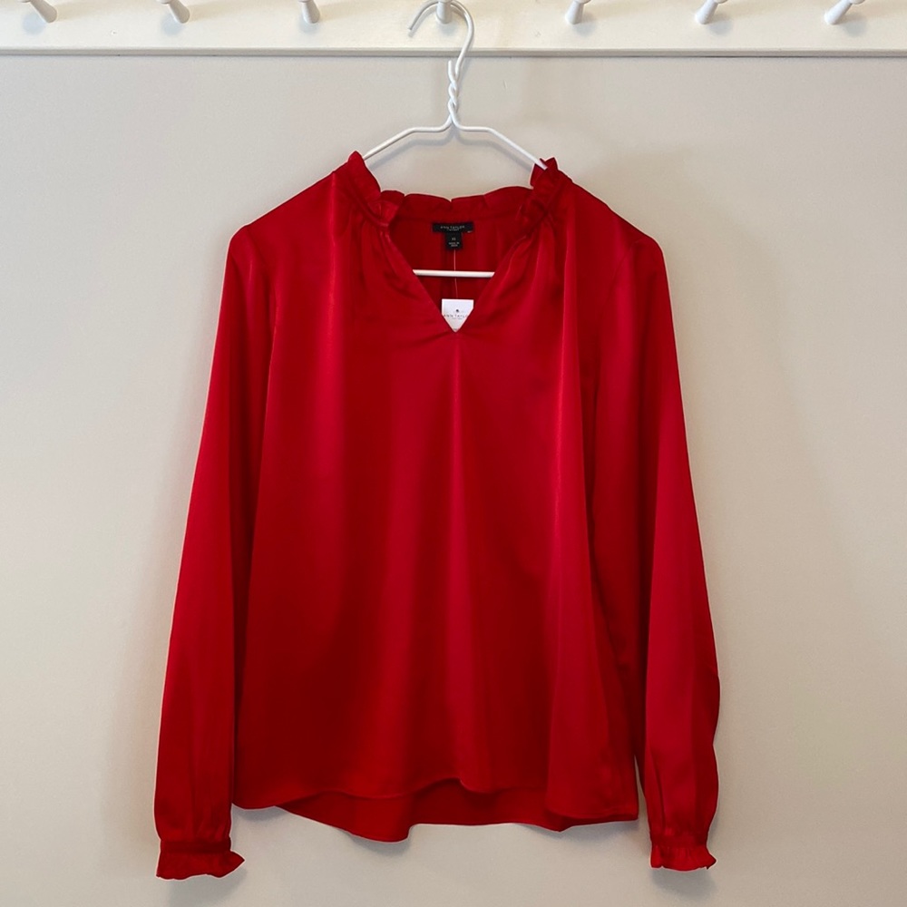 Red Satin Dress Blouse